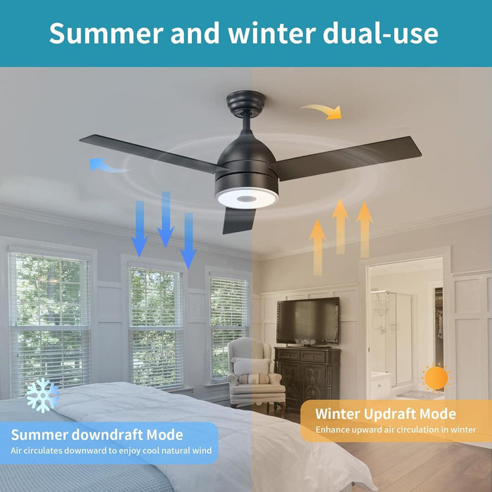 52 in. Ceiling Fan with RGB Dimming LED Light Music Bluetooth Speaker Remote Control, Reversible Ceiling Fan Summer Winter for Living Room Bedroom-17-ErisView