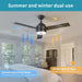 52 in. Ceiling Fan with RGB Dimming LED Light Music Bluetooth Speaker Remote Control, Reversible Ceiling Fan Summer Winter for Living Room Bedroom-17-ErisView