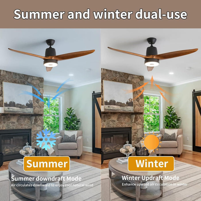 52 in. Ceiling Fan with RGB Dimming LED Light Music Bluetooth Speaker Remote Control, Reversible Ceiling Fan Summer Winter for Living Room Bedroom-23-ErisView
