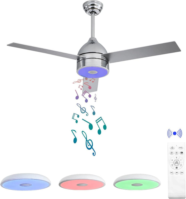52 in. Ceiling Fan with RGB Dimming LED Light Music Bluetooth Speaker Remote Control, Reversible Ceiling Fan Summer Winter for Living Room Bedroom-25-ErisView