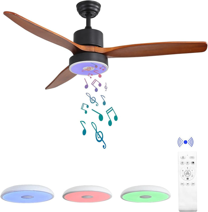 52 in. Ceiling Fan with RGB Dimming LED Light Music Bluetooth Speaker Remote Control, Reversible Ceiling Fan Summer Winter for Living Room Bedroom-31-ErisView