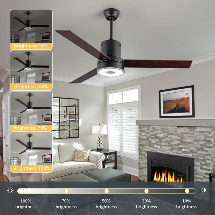 52 in. Ceiling Fan with RGB Dimming LED Light Music Bluetooth Speaker Remote Control, Reversible Ceiling Fan Summer Winter for Living Room Bedroom-3-ErisView