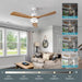 52 in. Ceiling Fan with RGB Dimming LED Light Music Bluetooth Speaker Remote Control, Reversible Ceiling Fan Summer Winter for Living Room Bedroom-45-ErisView