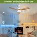 52 in. Ceiling Fan with RGB Dimming LED Light Music Bluetooth Speaker Remote Control, Reversible Ceiling Fan Summer Winter for Living Room Bedroom-47-ErisView