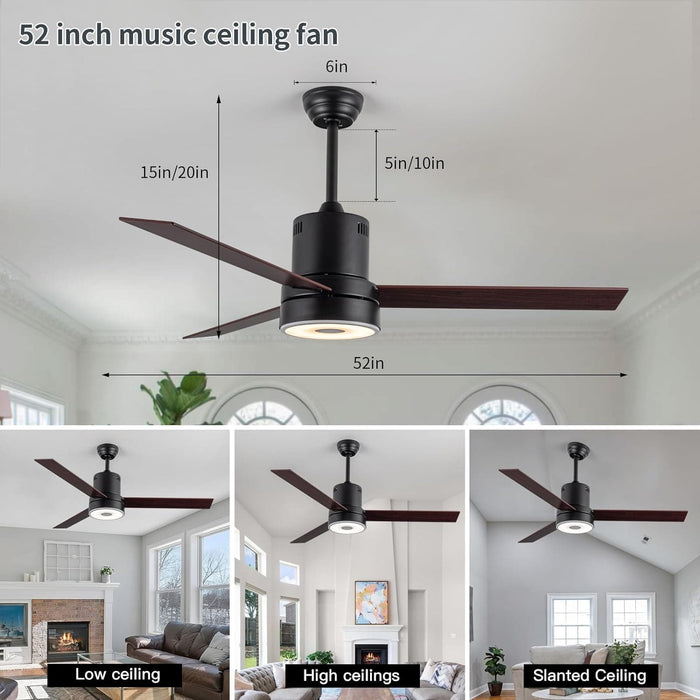 52 in. Ceiling Fan with RGB Dimming LED Light Music Bluetooth Speaker Remote Control, Reversible Ceiling Fan Summer Winter for Living Room Bedroom-6-ErisView