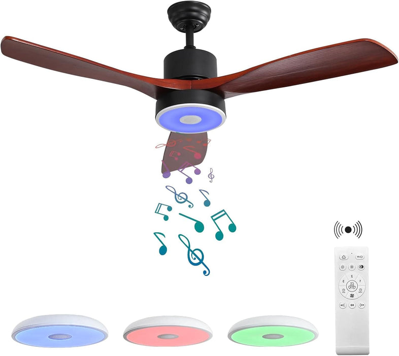 52 in. Ceiling Fan with RGB Dimming LED Light Music Bluetooth Speaker Remote Control, Reversible Ceiling Fan Summer Winter for Living Room Bedroom-7-ErisView