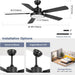 52 in. Ceiling Fan with Remote, Bedroom Ceiling Fans with Lights, Quiet Reversible Fan for Summer Winter, Modern Ceiling Fan for Living Room Dining Room-8-ErisView