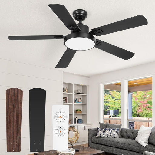 52 in. Ceiling Fan with Remote, Bedroom Ceiling Fans with Lights, Quiet Reversible Fan for Summer Winter, Modern Ceiling Fan for Living Room Dining Room-1-ErisView