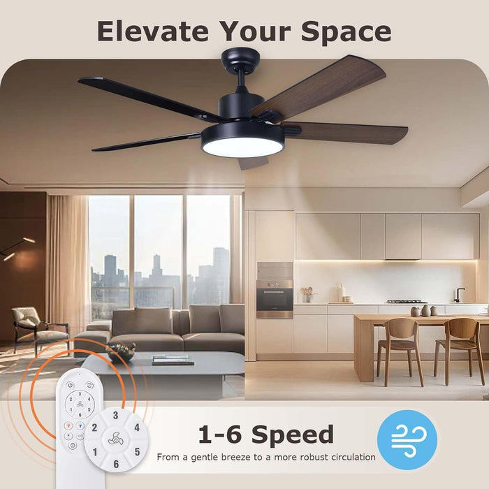 52 in. Ceiling Fan with Remote Control, Bedroom Ceiling Fans with Lights, Reversible Fan in Winter Summer, Dimmable Modern Living Room Fan-3-ErisView