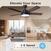 52 in. Ceiling Fan with Remote Control, Bedroom Ceiling Fans with Lights, Reversible Fan in Winter Summer, Dimmable Modern Living Room Fan-3-ErisView