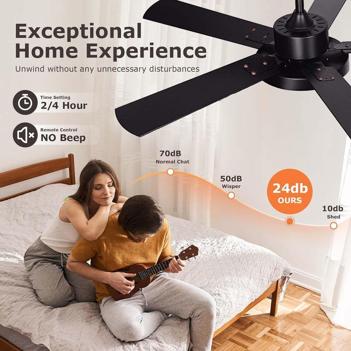 52 in. Ceiling Fan with Remote Control, Bedroom Ceiling Fans with Lights, Reversible Fan in Winter Summer, Dimmable Modern Living Room Fan-4-ErisView