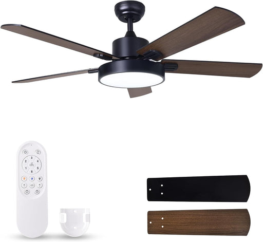 52 in. Ceiling Fan with Remote Control, Bedroom Ceiling Fans with Lights, Reversible Fan in Winter Summer, Dimmable Modern Living Room Fan-1-ErisView