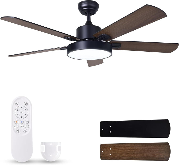 52 in. Ceiling Fan with Remote Control, Bedroom Ceiling Fans with Lights, Reversible Fan in Winter Summer, Dimmable Modern Living Room Fan-1-ErisView