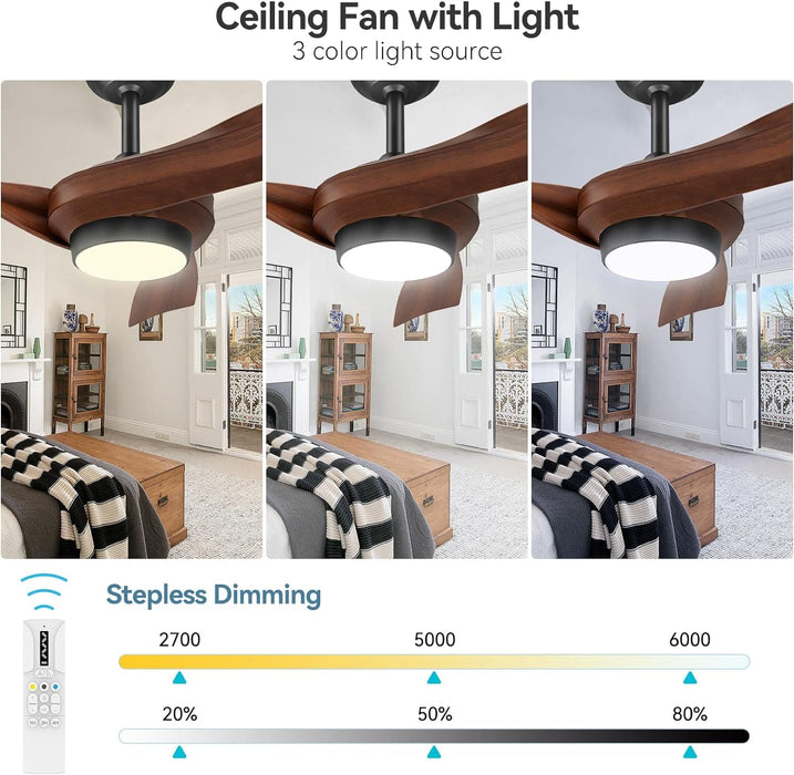 52 in. Ceiling Fan with Remote Control, Indoor Outdoor Ceiling Fan with Light, LED Dimmable DC Reversible Modern Outdoor Fan, Quiet Ceiling Fans-3-ErisView