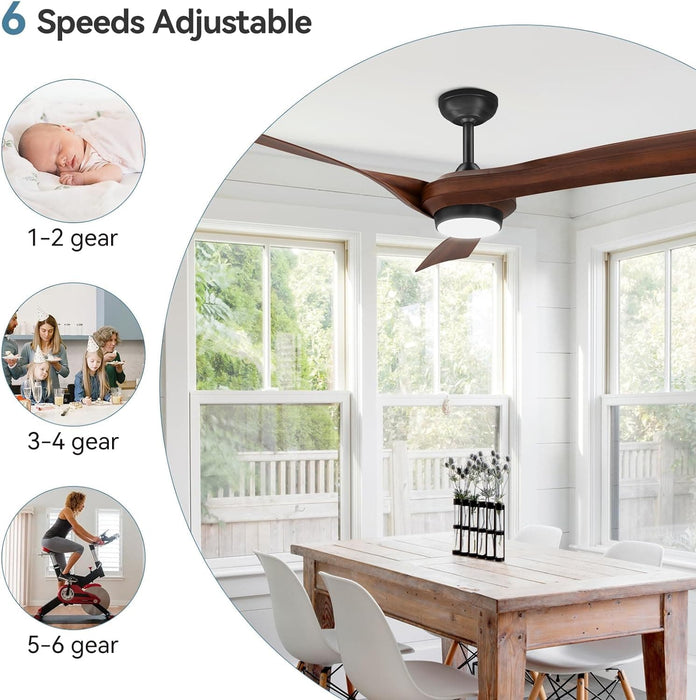 52 in. Ceiling Fan with Remote Control, Indoor Outdoor Ceiling Fan with Light, LED Dimmable DC Reversible Modern Outdoor Fan, Quiet Ceiling Fans-6-ErisView