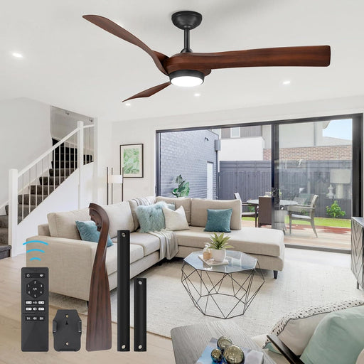 52 in. Ceiling Fan with Remote Control, Indoor Outdoor Ceiling Fan with Light, LED Dimmable DC Reversible Modern Outdoor Fan, Quiet Ceiling Fans-1-ErisView