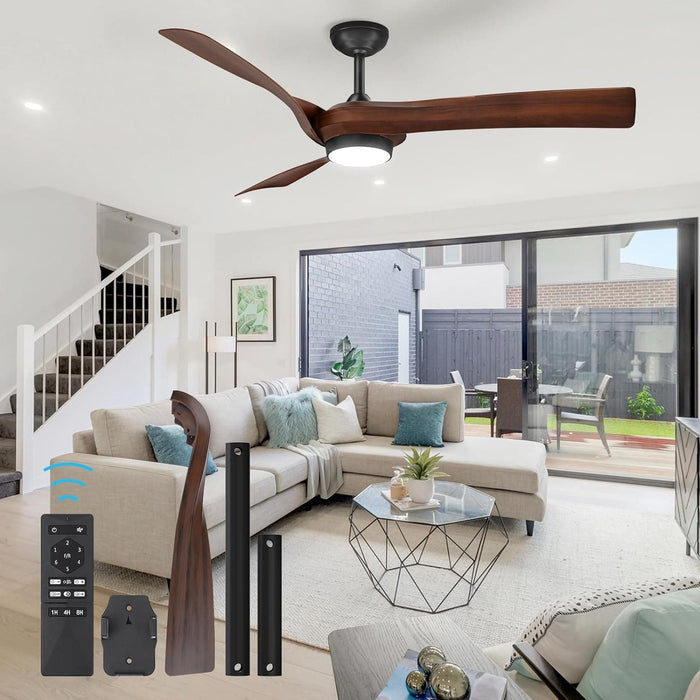 52 in. Ceiling Fan with Remote Control, Indoor Outdoor Ceiling Fan with Light, LED Dimmable DC Reversible Modern Outdoor Fan, Quiet Ceiling Fans-1-ErisView