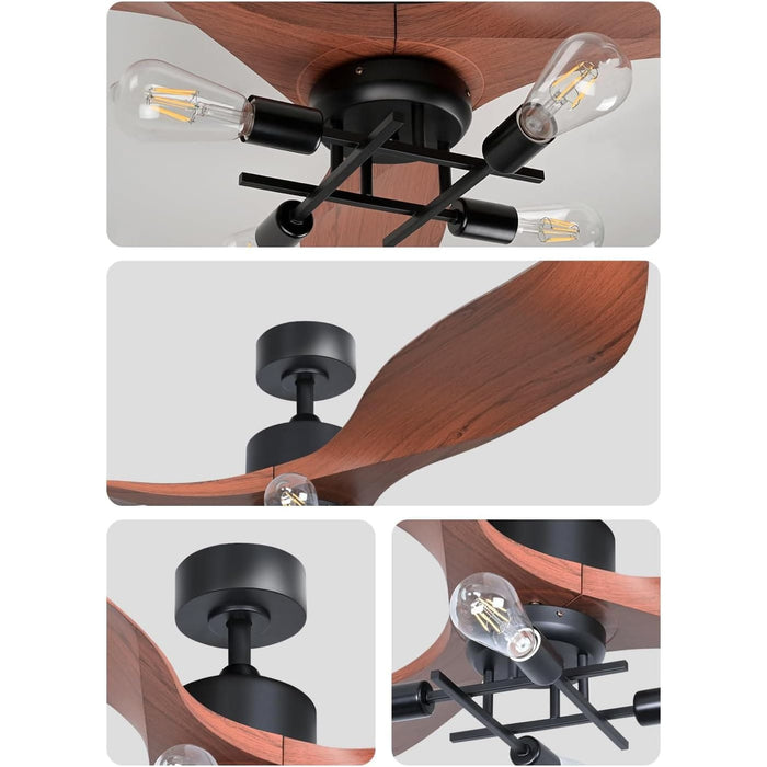 52 in. Ceiling Fan with Remote Control, Industrial Looking Ceiling Fan with Lights for Living Room, Outdoor Patio Ceiling Fans-6-ErisView