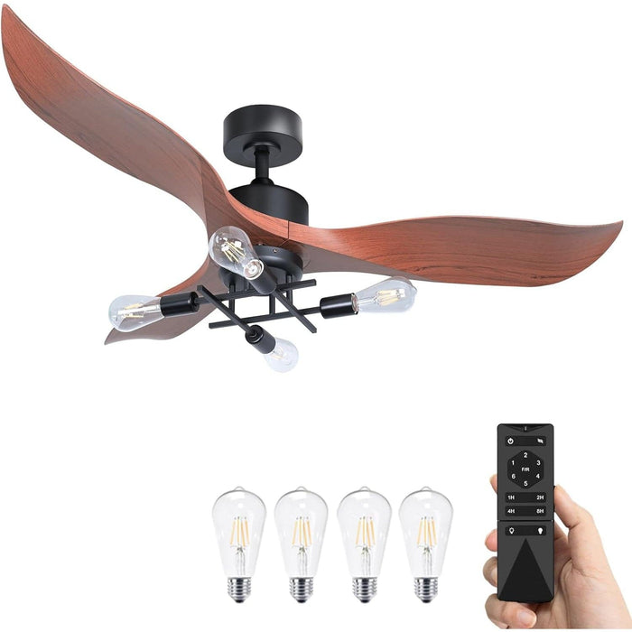 52 in. Ceiling Fan with Remote Control, Industrial Looking Ceiling Fan with Lights for Living Room, Outdoor Patio Ceiling Fans-1-ErisView