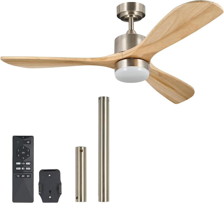 52 in. Ceiling Fan with Remote, Farmhouse Outdoor Ceiling Fan with Light, Reversible Quiet Ceiling Fans, Walnut Wood Ceiling Fan, Outdoor Patio Fans-15-ErisView