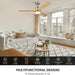 52 in. Ceiling Fan with Remote, Farmhouse Outdoor Ceiling Fan with Light, Reversible Quiet Ceiling Fans, Walnut Wood Ceiling Fan, Outdoor Patio Fans-16-ErisView