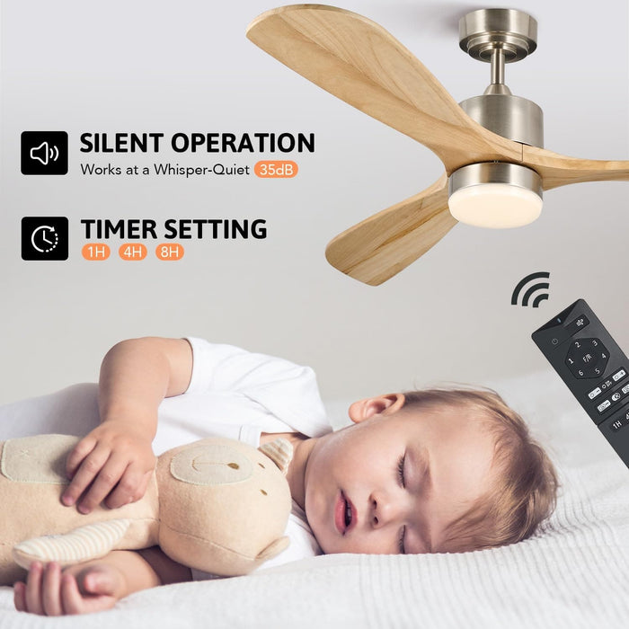 52 in. Ceiling Fan with Remote, Farmhouse Outdoor Ceiling Fan with Light, Reversible Quiet Ceiling Fans, Walnut Wood Ceiling Fan, Outdoor Patio Fans-19-ErisView