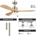 52 in. Ceiling Fan with Remote, Farmhouse Outdoor Ceiling Fan with Light, Reversible Quiet Ceiling Fans, Walnut Wood Ceiling Fan, Outdoor Patio Fans-21-ErisView