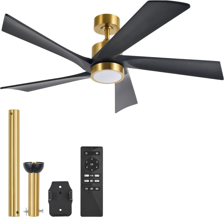 52 in. Ceiling Fan with Remote, Farmhouse Outdoor Ceiling Fan with Light, Reversible Quiet Ceiling Fans, Walnut Wood Ceiling Fan, Outdoor Patio Fans-22-ErisView