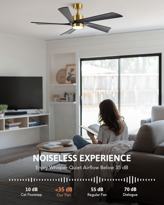 52 in. Ceiling Fan with Remote, Farmhouse Outdoor Ceiling Fan with Light, Reversible Quiet Ceiling Fans, Walnut Wood Ceiling Fan, Outdoor Patio Fans-26-ErisView