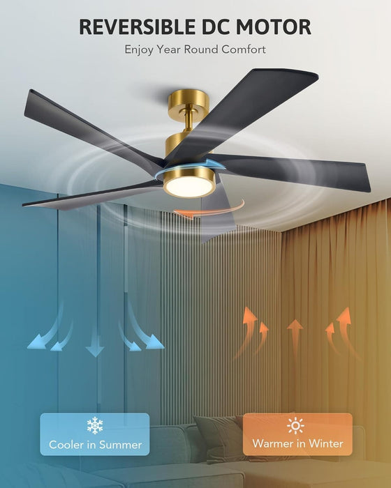52 in. Ceiling Fan with Remote, Farmhouse Outdoor Ceiling Fan with Light, Reversible Quiet Ceiling Fans, Walnut Wood Ceiling Fan, Outdoor Patio Fans-27-ErisView
