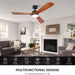 52 in. Ceiling Fan with Remote, Farmhouse Outdoor Ceiling Fan with Light, Reversible Quiet Ceiling Fans, Walnut Wood Ceiling Fan, Outdoor Patio Fans-2-ErisView