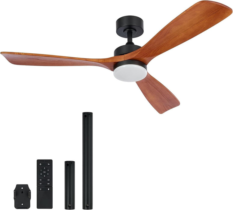 52 in. Ceiling Fan with Remote, Farmhouse Outdoor Ceiling Fan with Light, Reversible Quiet Ceiling Fans, Walnut Wood Ceiling Fan, Outdoor Patio Fans-1-ErisView