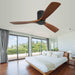 52 in. Ceiling Fan with Remote, Low Profile Flush Mount Ceiling Fans without Lights, 3 Walnut Wood Quiet Reversible DC Ceiling Fan with Timer-9-ErisView