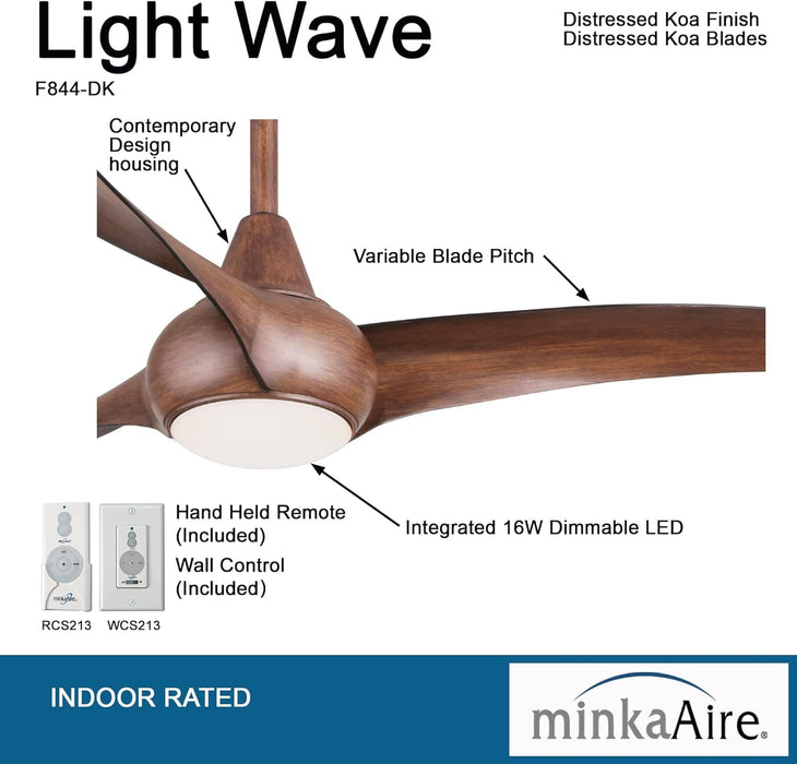 52 in. Ceiling Fan with Remote and Additional Wall Control, Distressed Koa Ceiling Fan-2-ErisView