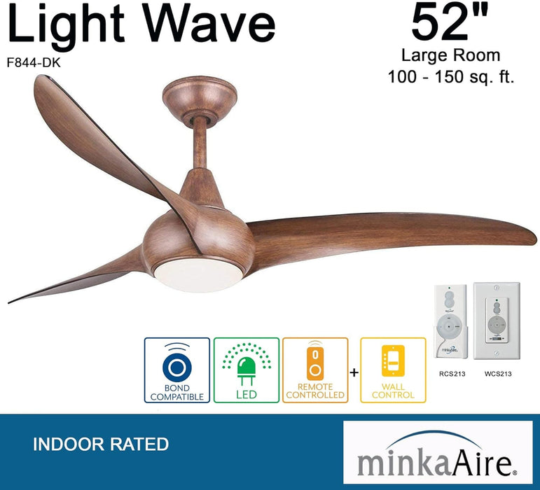 52 in. Ceiling Fan with Remote and Additional Wall Control, Distressed Koa Ceiling Fan-4-ErisView