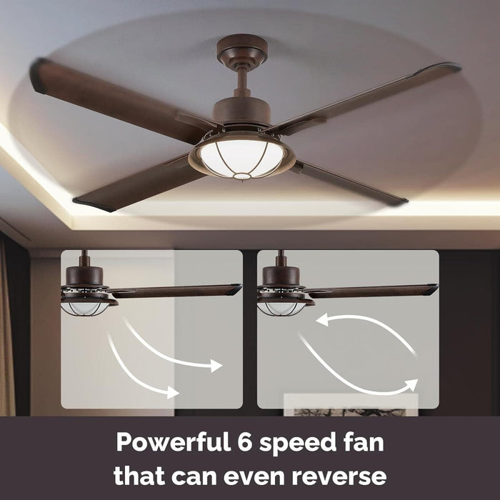 52 in. Ceiling Fan with Up and Down Light, 4 Metal  Blade Ceiling Fan-4-ErisView