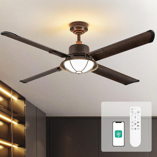 52 in. Ceiling Fan with Up and Down Light, 4 Metal  Blade Ceiling Fan-1-ErisView