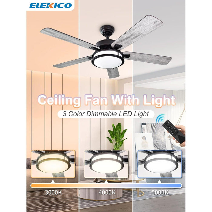 52 in. Ceiling Fans Fandelier with Lights for Bedroom Living Room Kitchen, Remote Control Fan, Modern Wood Outdoor Flush Mount Ceiling Fan-3-ErisView