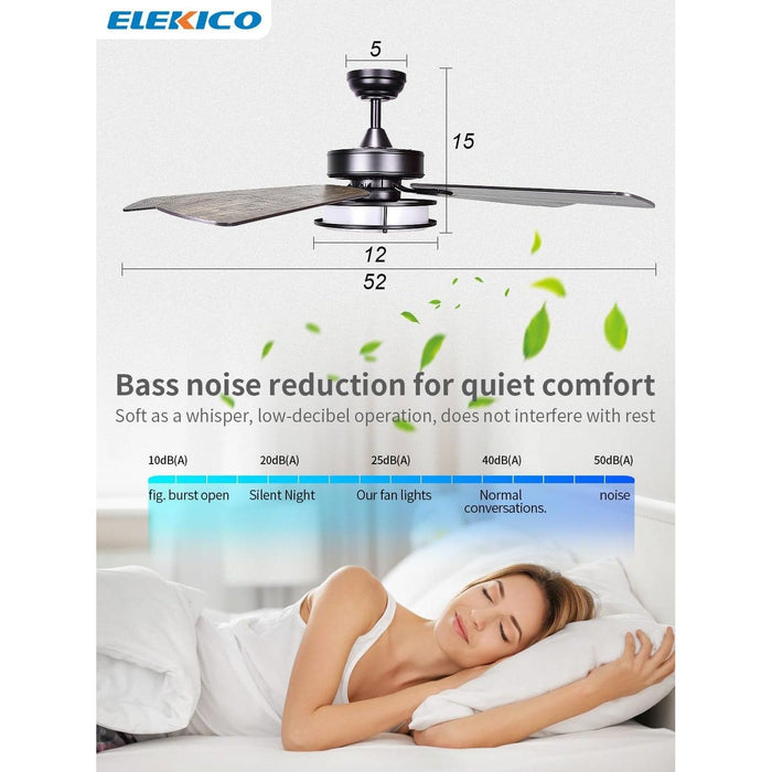 52 in. Ceiling Fans Fandelier with Lights for Bedroom Living Room Kitchen, Remote Control Fan, Modern Wood Outdoor Flush Mount Ceiling Fan-6-ErisView