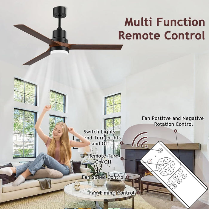 52 in. Ceiling Fans with Lights and Remote, Black Ceiling Fan with Remote, Outdoor Ceiling Fans with Light, Farmhouse Patio-10-ErisView