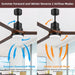 52 in. Ceiling Fans with Lights and Remote, Black Ceiling Fan with Remote, Outdoor Ceiling Fans with Light, Farmhouse Patio-12-ErisView