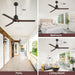 52 in. Ceiling Fans with Lights and Remote, Black Ceiling Fan with Remote, Outdoor Ceiling Fans with Light, Farmhouse Patio-14-ErisView