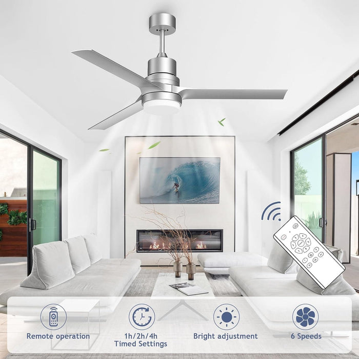 52 in. Ceiling Fans with Lights and Remote, Black Ceiling Fan with Remote, Outdoor Ceiling Fans with Light, Farmhouse Patio-23-ErisView