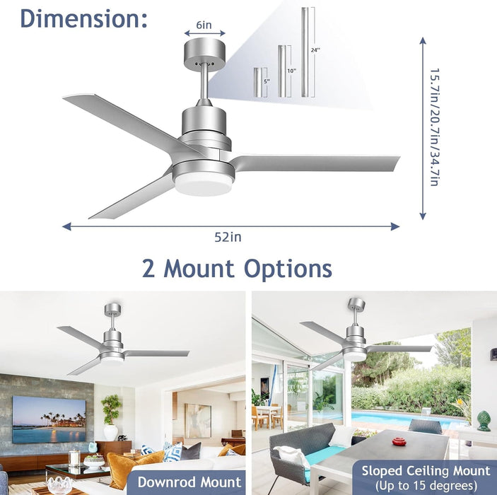 52 in. Ceiling Fans with Lights and Remote, Black Ceiling Fan with Remote, Outdoor Ceiling Fans with Light, Farmhouse Patio-27-ErisView