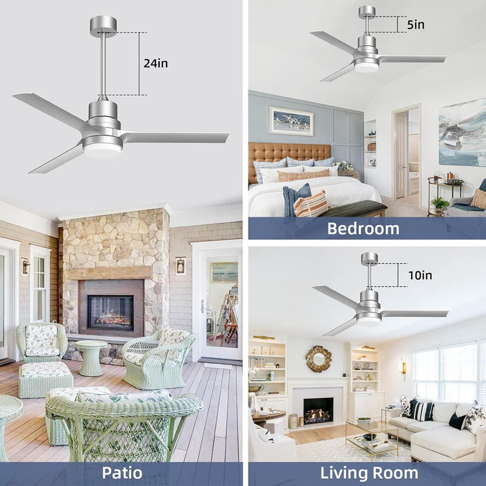 52 in. Ceiling Fans with Lights and Remote, Black Ceiling Fan with Remote, Outdoor Ceiling Fans with Light, Farmhouse Patio-28-ErisView