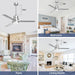 52 in. Ceiling Fans with Lights and Remote, Black Ceiling Fan with Remote, Outdoor Ceiling Fans with Light, Farmhouse Patio-28-ErisView