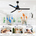 52 in. Ceiling Fans with Lights and Remote, Black Ceiling Fan with Remote, Outdoor Ceiling Fans with Light, Farmhouse Patio-2-ErisView