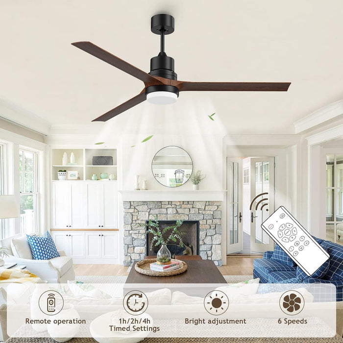 52 in. Ceiling Fans with Lights and Remote, Black Ceiling Fan with Remote, Outdoor Ceiling Fans with Light, Farmhouse Patio-30-ErisView