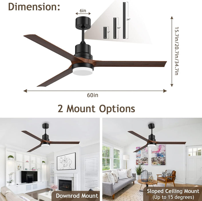 52 in. Ceiling Fans with Lights and Remote, Black Ceiling Fan with Remote, Outdoor Ceiling Fans with Light, Farmhouse Patio-31-ErisView