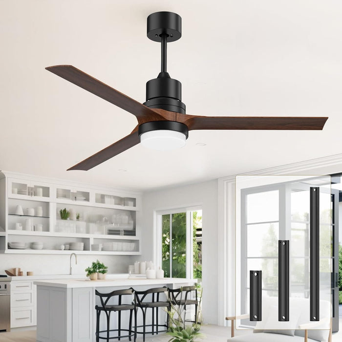 52 in. Ceiling Fans with Lights and Remote, Black Ceiling Fan with Remote, Outdoor Ceiling Fans with Light, Farmhouse Patio-37-ErisView